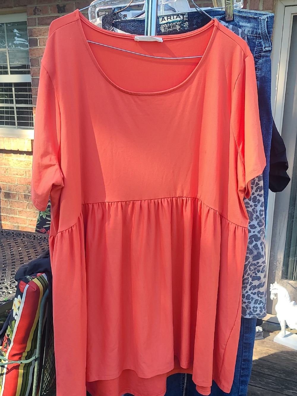 Women's Coral Ornge Peplum Tunic Top Shirt Blouse Zenana sz 3X